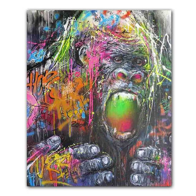 

Скандинавское уличное граффити искусство животное холст абстрактный кролик коала тигр орангутанг постер офис гостиная украшение дома фреска без рамки 21*30cm No Frame