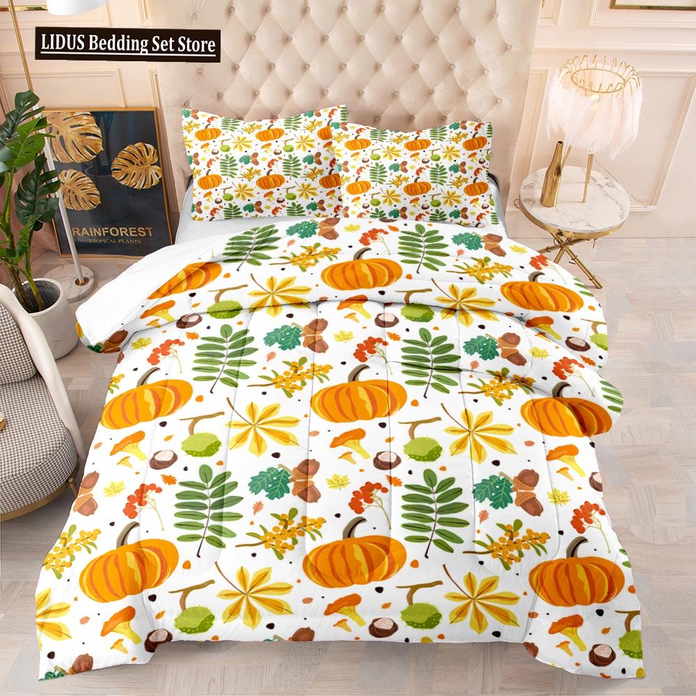 Halloween Duvet Cover Set Pumpkin Lantern Pattern Comforter Cover King Queen Size For Kids Boys Girls Gift Polyester Bedding Set