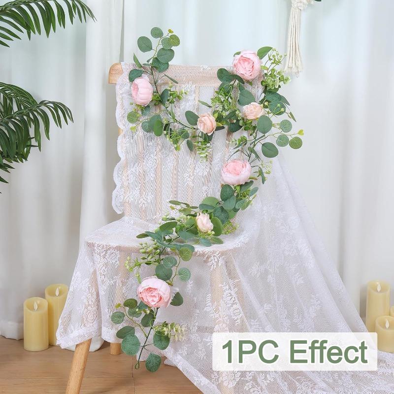

2pcs 1.8m Simulation Flowers Vines Silk Roses Green Plant Floral Restaurant Decoration Champagne Rose Vine Artificial Flower рожевий
