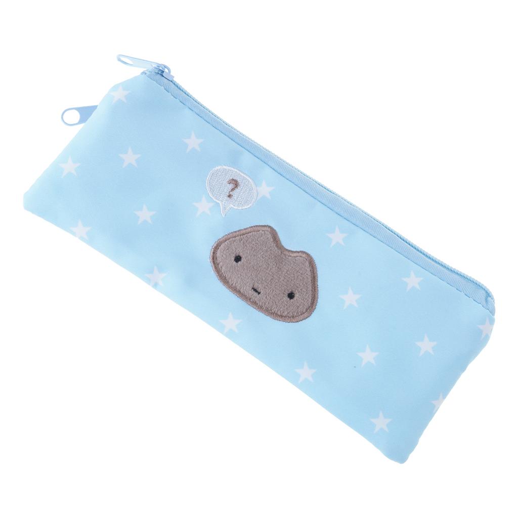 Star Print Pencil Case Double Layered Pen Case 2 Compartments Pen Pouches Portable Pencil Bag Travel Cosmetics Bag