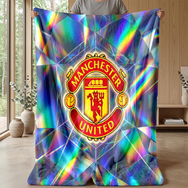 Manchester United Theme Blanket Soft Flannel Blanket Plush Throw Blanket Cozy Sofa Bed Blanket for Home Decor