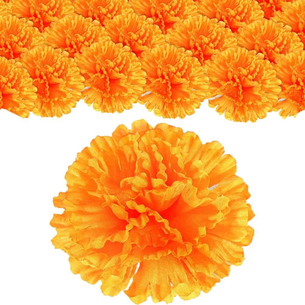Large Marigold Flower Heads Artificial Silk Marigold Fake Flower Diwali Day Of The Dead Decorations Marigold Garland