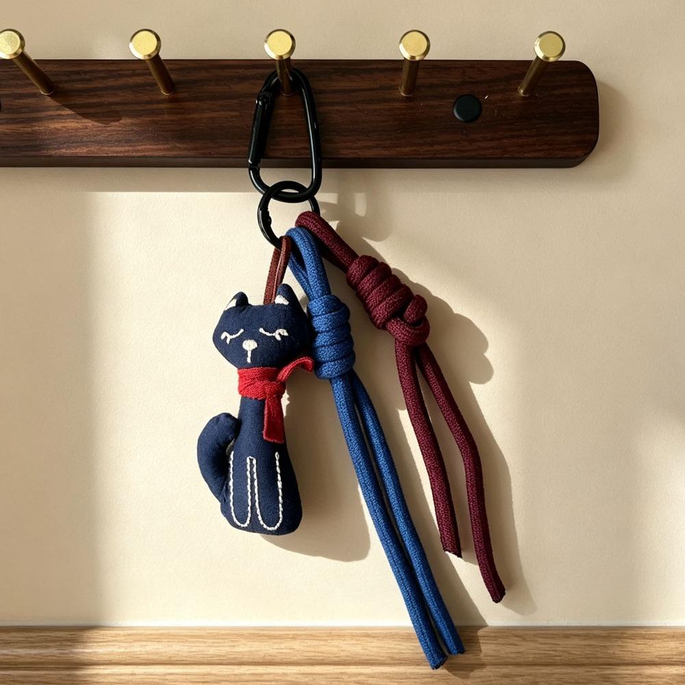 Cartoon Animal Keychain Doll Charm Rabbit Cat Bear Horse Chicken Duck Vintage Bag Decorative Pendant Cloth Multicolor