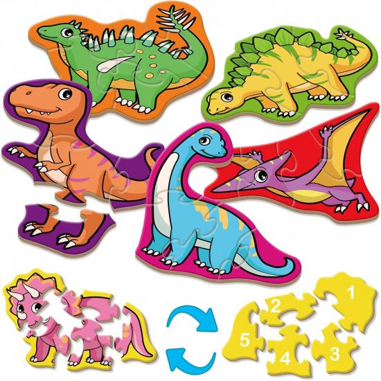 9 Packs Dinosaur Puzzles for Kids Aged 3+,Shaped Puzzles for Beginners,3 Year Old Montessori Toys,Educational Activity for Toddlers,Preschool