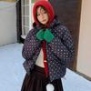 Cotton clothes women's short sweet fashion casual loose hooded bread clothes printed polka dot jacket tide