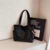 PU Shoulder Bag Women Solid Color Large Capacity Handbag Commuter Tote Bag