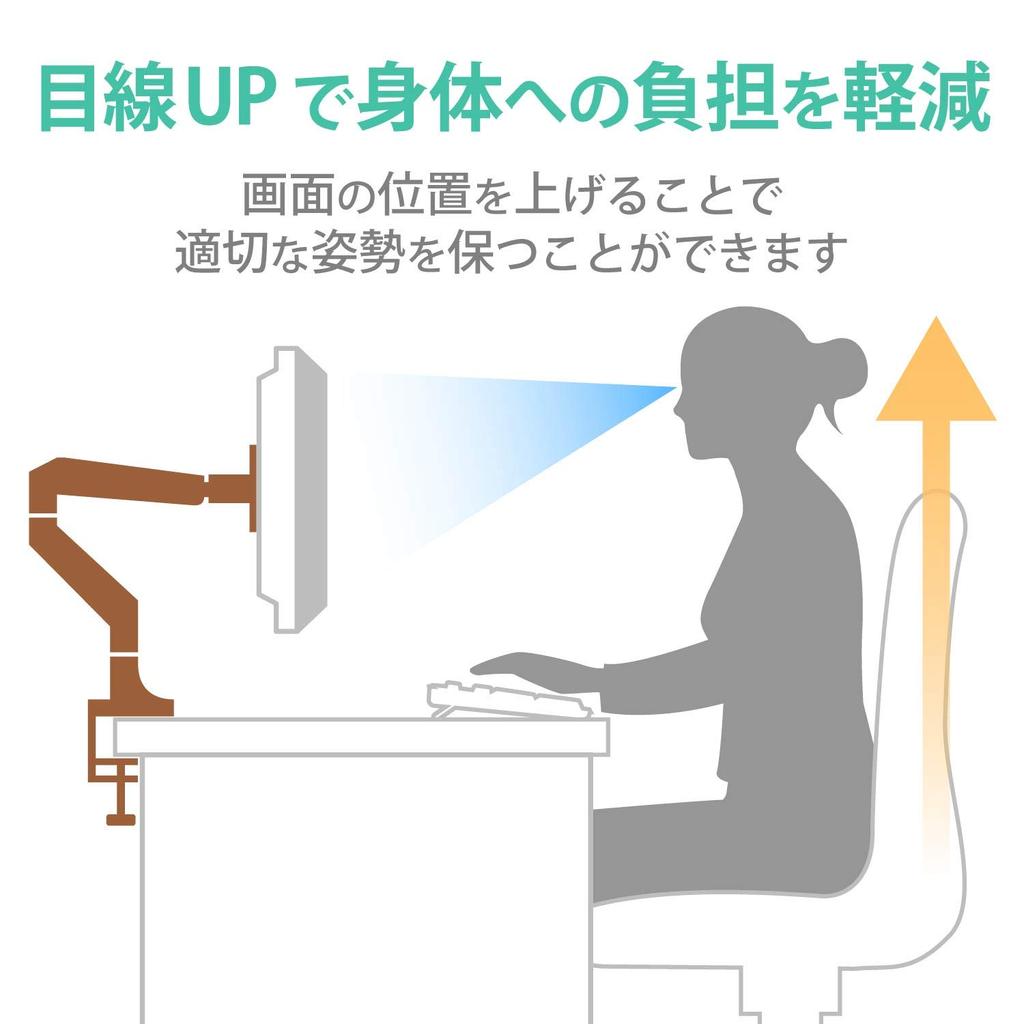 ELECOM Display Arm for LCD Single Long Weight Displays, Arm, Gas-Powered, Capacity 9.0kg, Silver, DPA-SL02SV