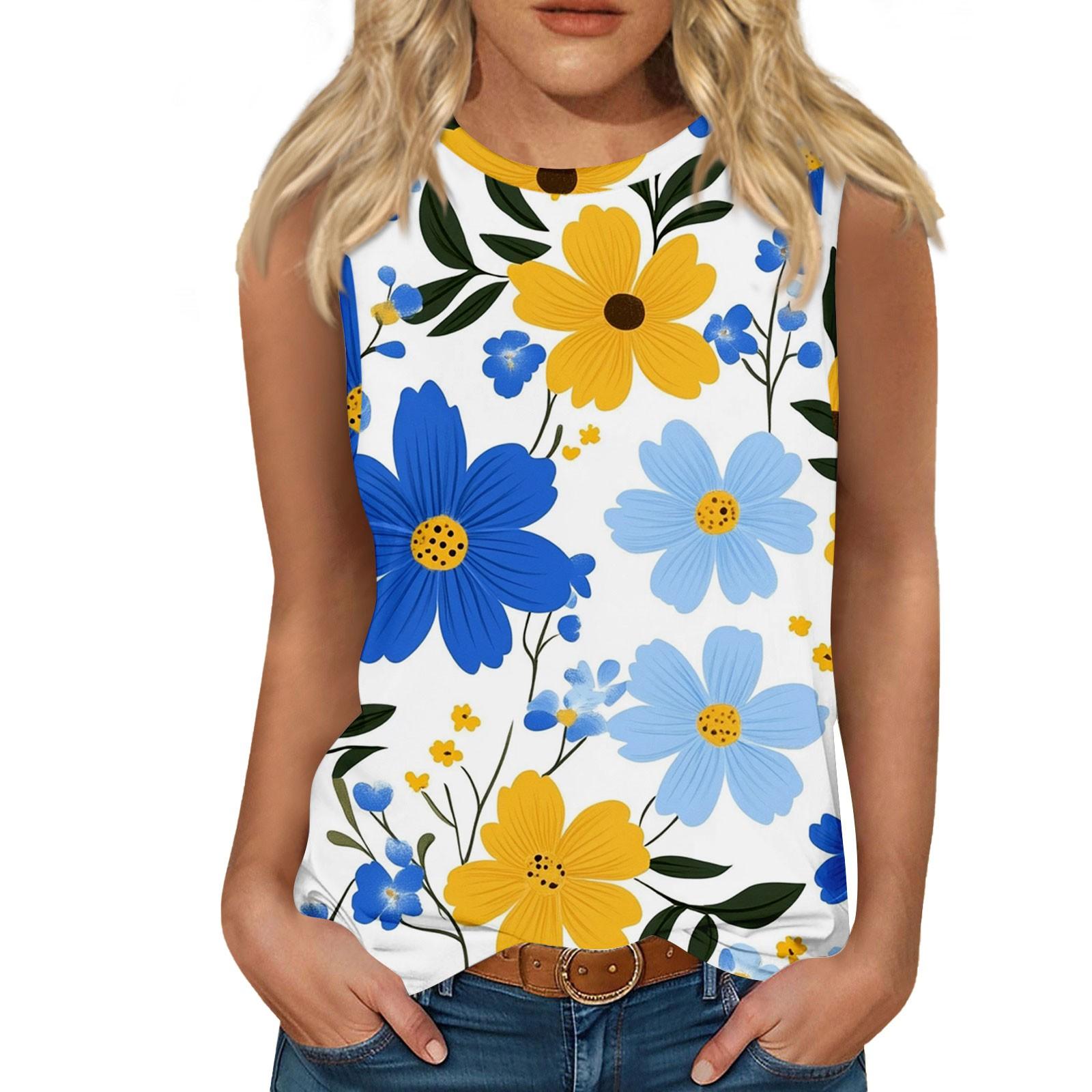 

Женский повседневный круглый вырез без рукавов с принтом жилет Топы жилет S