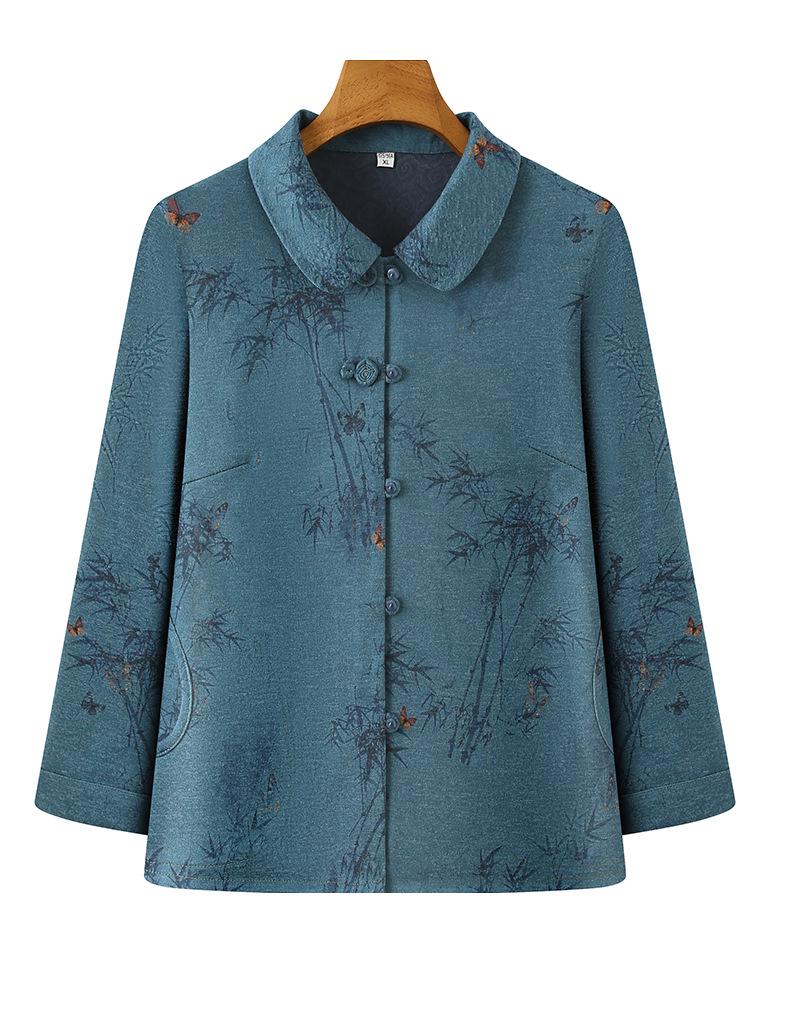 Babiččin módní top s dlouhým rukávem: Jaro & Podzim Límec s klopami pro ženy středního věku a starší