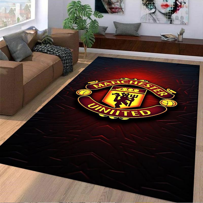 "Manchester United Logo Carpet, Red and Black Fan Home Decor Rug" Suitable for use as an anti-slip for living room bedroom sofas