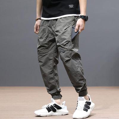 Heren Sneldrogende Slim-Fit Casual Broek - Zomerstijl met Boorden, Losse Pasvorm, Grote Maat, Koreaans Sportdesign.
