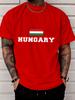 Patriotic Hungary National Flag Letter Front Graphic Print Unisexs Crew Neck Short Sleeve Tee Casual Daily Soft Basic Wear Top