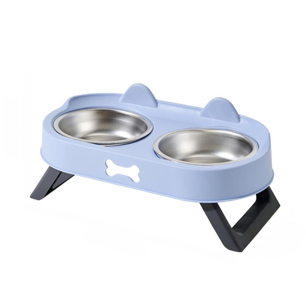 Stainless Steel Raised Pet Feeder Double Bowl Cat Feeding Dish Elevated Cat Bowl For Cats