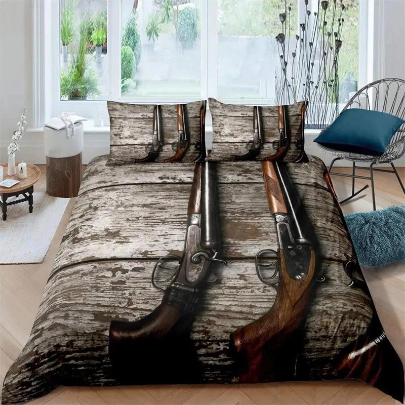Western Cowboy Duvet Cover Set Vintage Farmhouse Bedding Set for Kids Boys Teens Queen Size Soft 2/3pcs Polyester Quilt Cover
