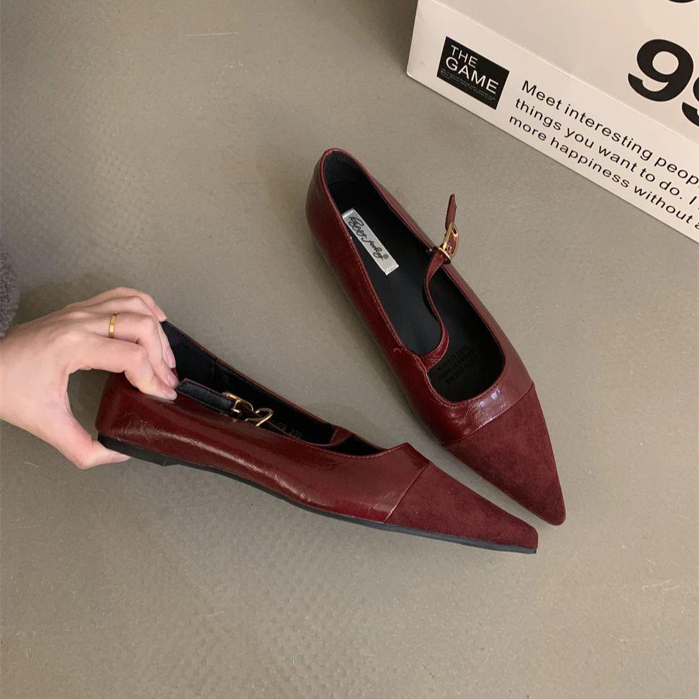 Fashion Bailamos Autumn Women's Flats Square Toe Mary Janes Shoes Soft Ballet Shoes Female Button Strap Shallow Dress Shoe Mujer