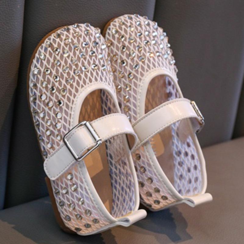 Kids Girls Fragrant Style Flat Shoes, Spring Summer Crystal Shallow Mouth Princess Casual Loafers