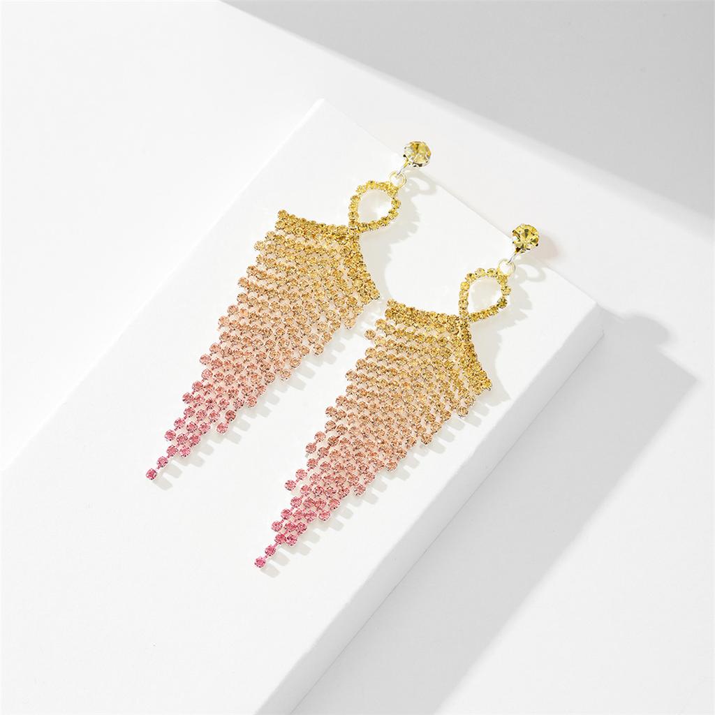 Cercei lungi cu ciucuri plini de culoare gradient Cercei cu strasuri premium Feeling Cercei dama 1 pereche