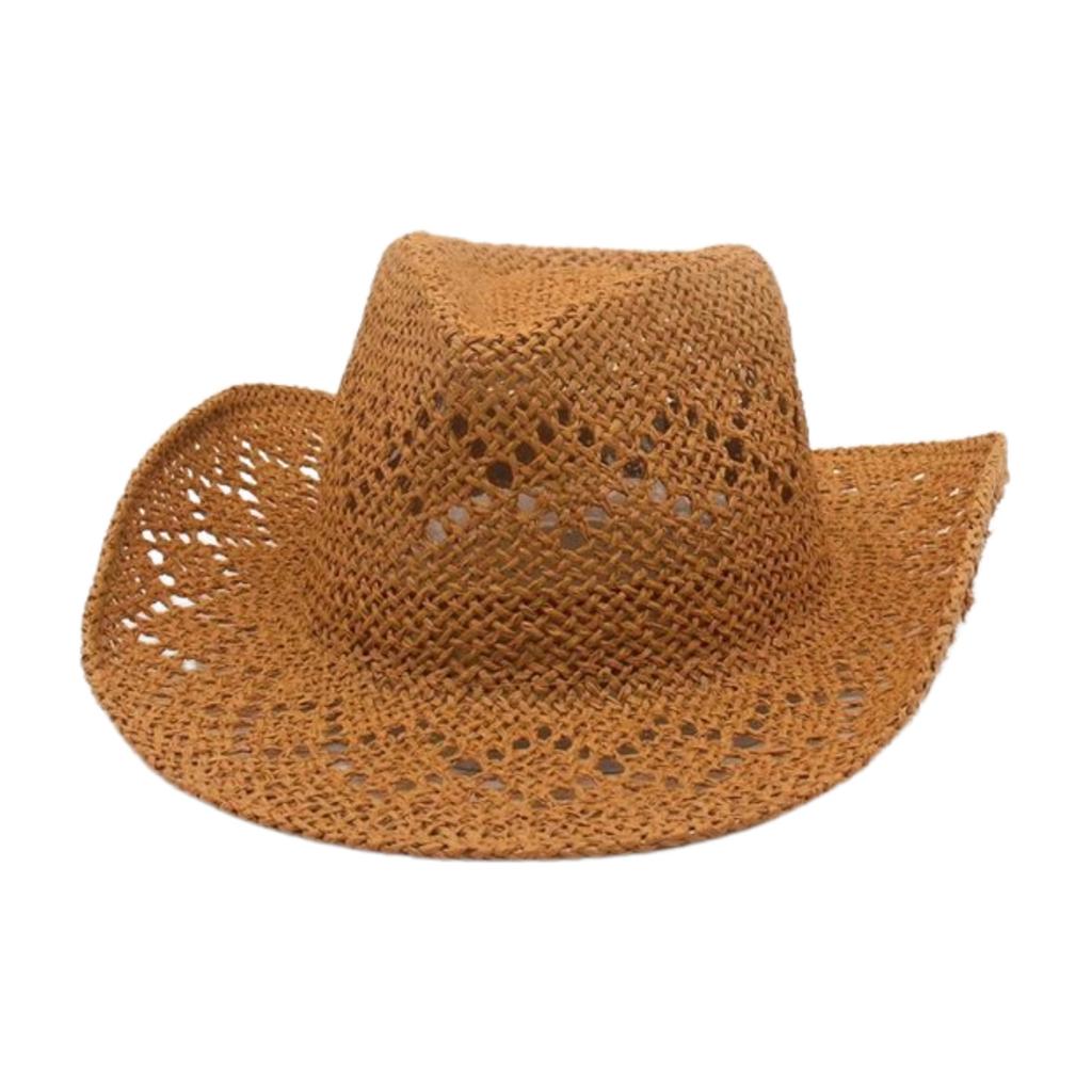 Hand-Woven Straw Hat Breathable And Cool Upturned Edge Hat Spring And Summer Hollow Beach Cowboy Hat
