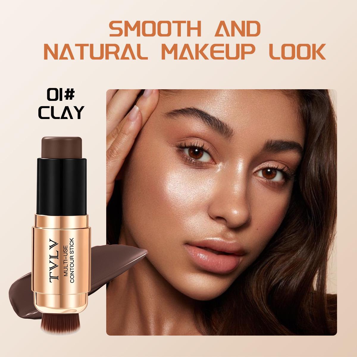 TVLV Black Double-Ended Concealer & Gold Highlighter Stick for Contour & Shadow Makeup
