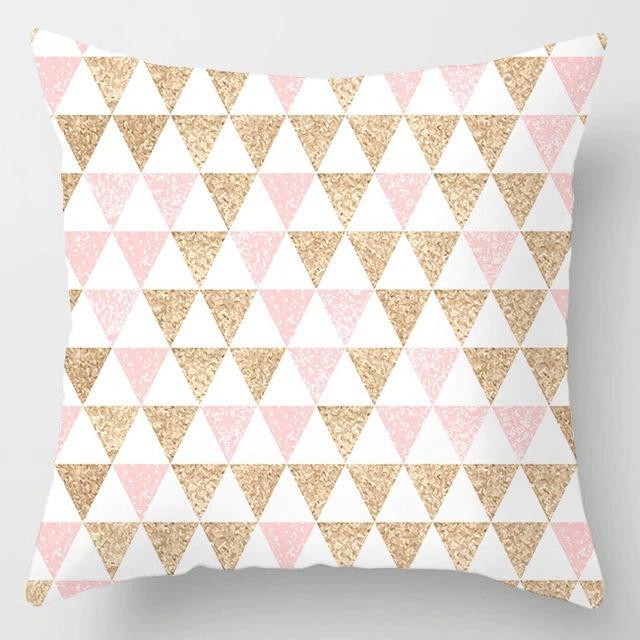 Nordic Pink Geometric Collection Digital Printing Short Plush Pillow Covers For Car Sofa Office Cushion Cover Home Goods