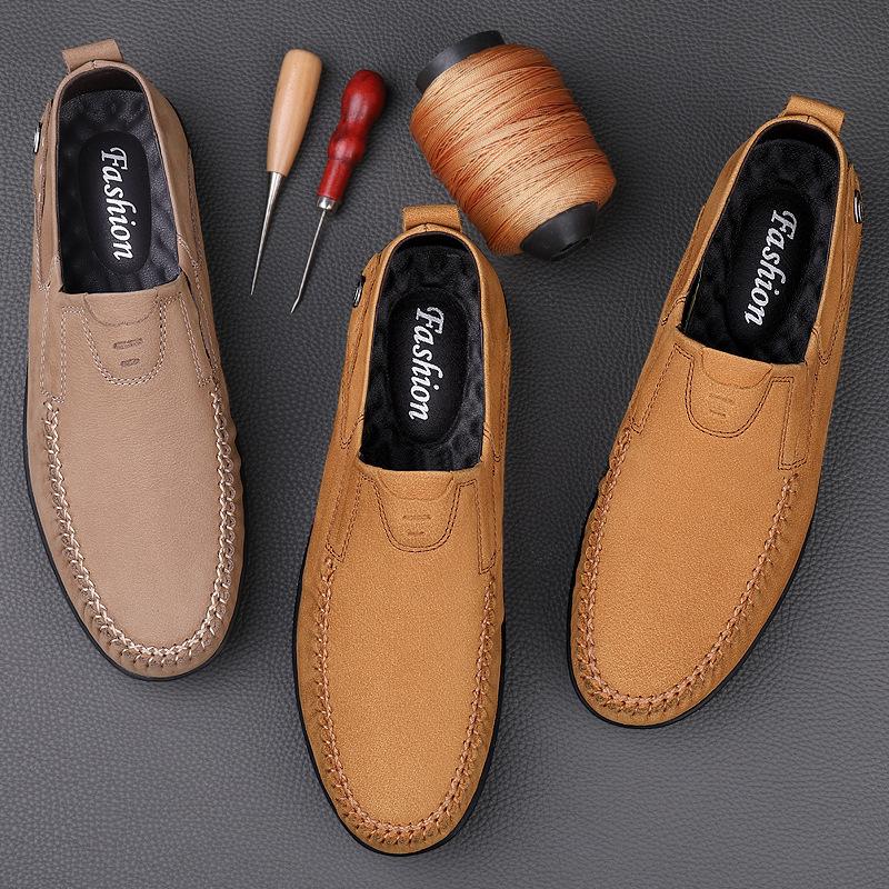

One-pedal men s shoes lazy Doudou shoes fashion soft leather soft sole breathable leather casual shoes breathable leather shoes 46