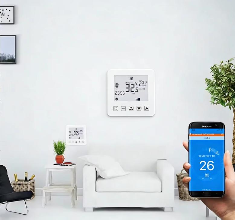 Latest HY08AC-2 Fan Coil Central Air Conditioners Thermostat HVAC Touch Smart Thermostat WIFI Tuya Home Thermostat