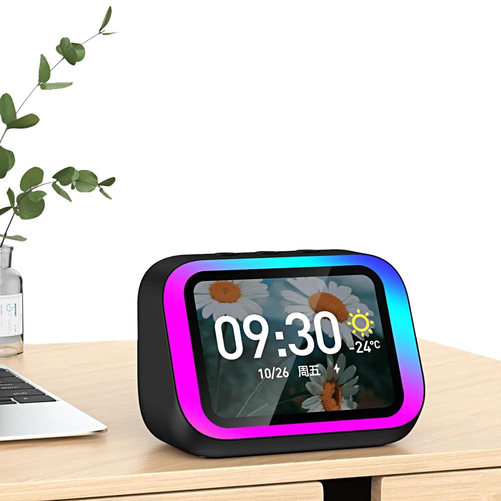 Smart Speaker Voice Assistant Portable BT Speaker with RGB Lights Home Speaker for Bedroom