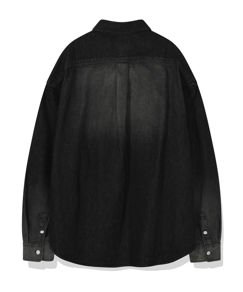 WACKY WILLY Washed Denim Long Sleeve Shirt Black
