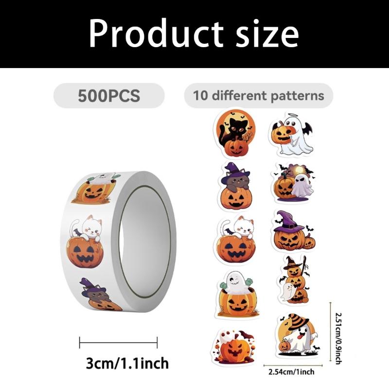Bulk 500Pcs Cartoon Pumpkin Stickers Adhesive Suitable For Scrapbooking Laptop Phone Case Kids Crafts Holiday Decoration
