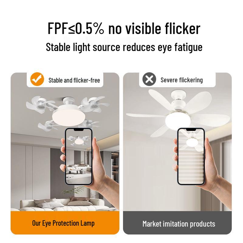 Integrated LED Ceiling Fan Light with E27 Screw for Restaurants and Homes