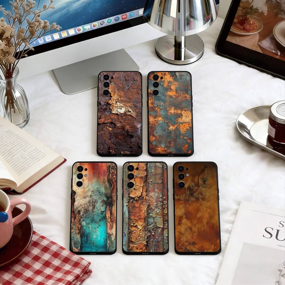 Vintage Rust Phone Case For Samsung S25,S24,S21,S22,S23,S30,Ultra,S20,Plus,Fe,Lite,Note,10,Black Cover