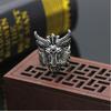 Adjustable Sterling Goat Head Pentagram Ring Men Women Vintage Punk Statement Jewelry