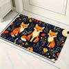 1 Stück Rustikale Fuchs Design Fußmatte, Rutschfestes Polyester-Flanell, Maschinenwaschbar, Niedriger Flor, Farbecht, Rechteckige Eingangsmatte