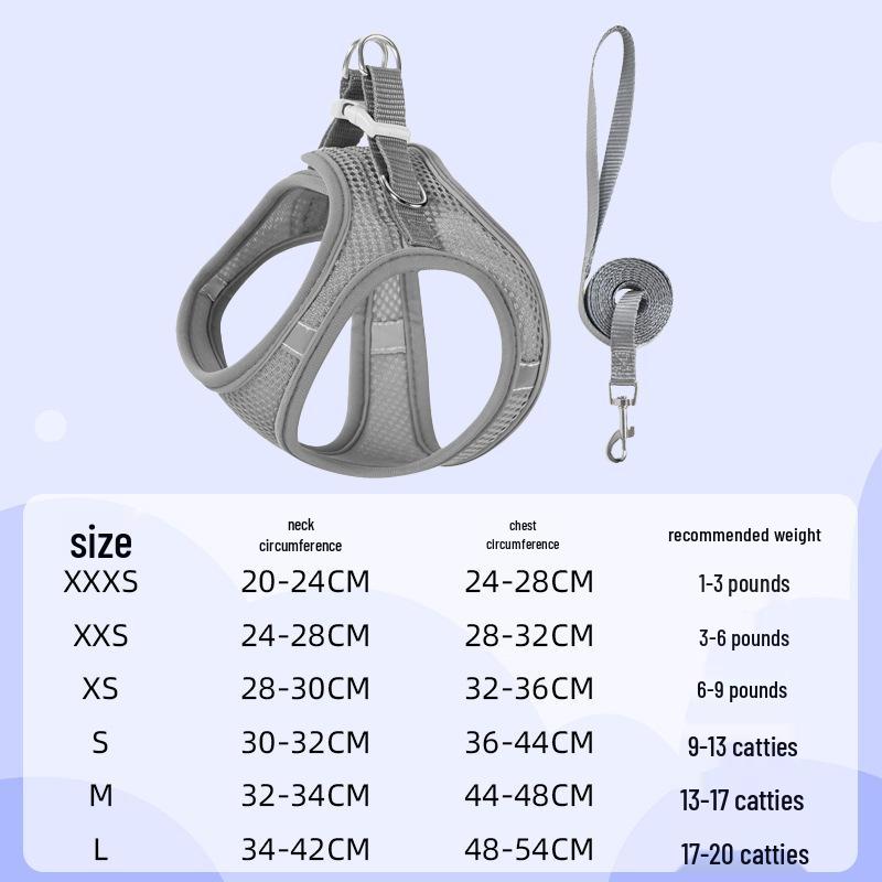 Reflective Vest-Style Pet Harness with Leash - Breathable for Cats & Dogs