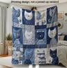 Cozy and Soft Fleece Throw Blanket Featuring Adorable Cats and A Floral Sofa Bed or In The Living Room It'S Warm and Comfortable