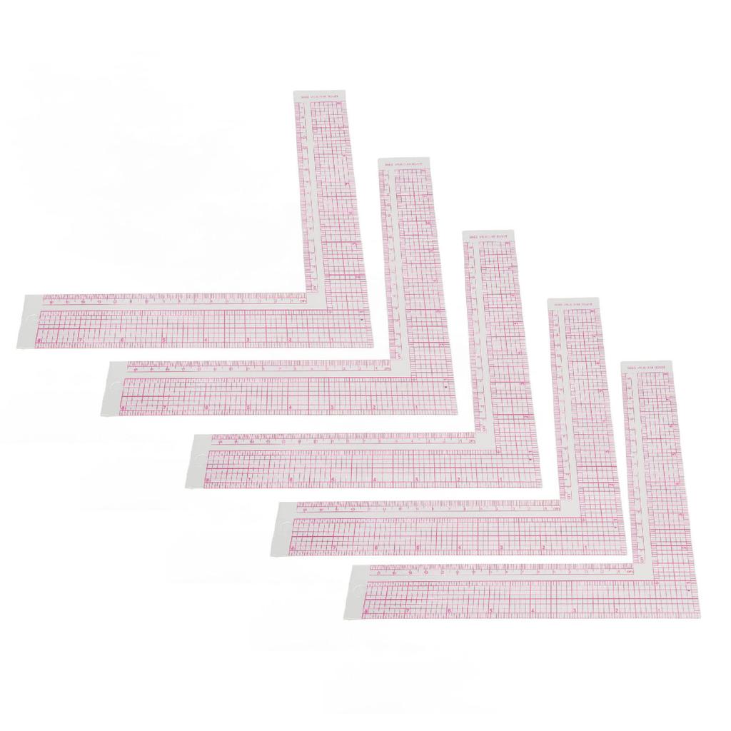 5pcs Sewing Ruler Professional High Accuracy Clear Scale Plastic L Shaped Sewing Measuring Ruler