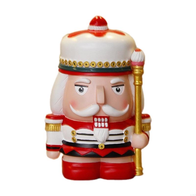62KD Decorative Nutcrackers Figure Coin Banks Resins Christmas Figurine for Saving and Seasonal Cheer