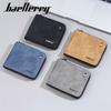 Baellerry Men Zipper Wallets PU Leather Short Coin Purse Vintage Design Card Holder