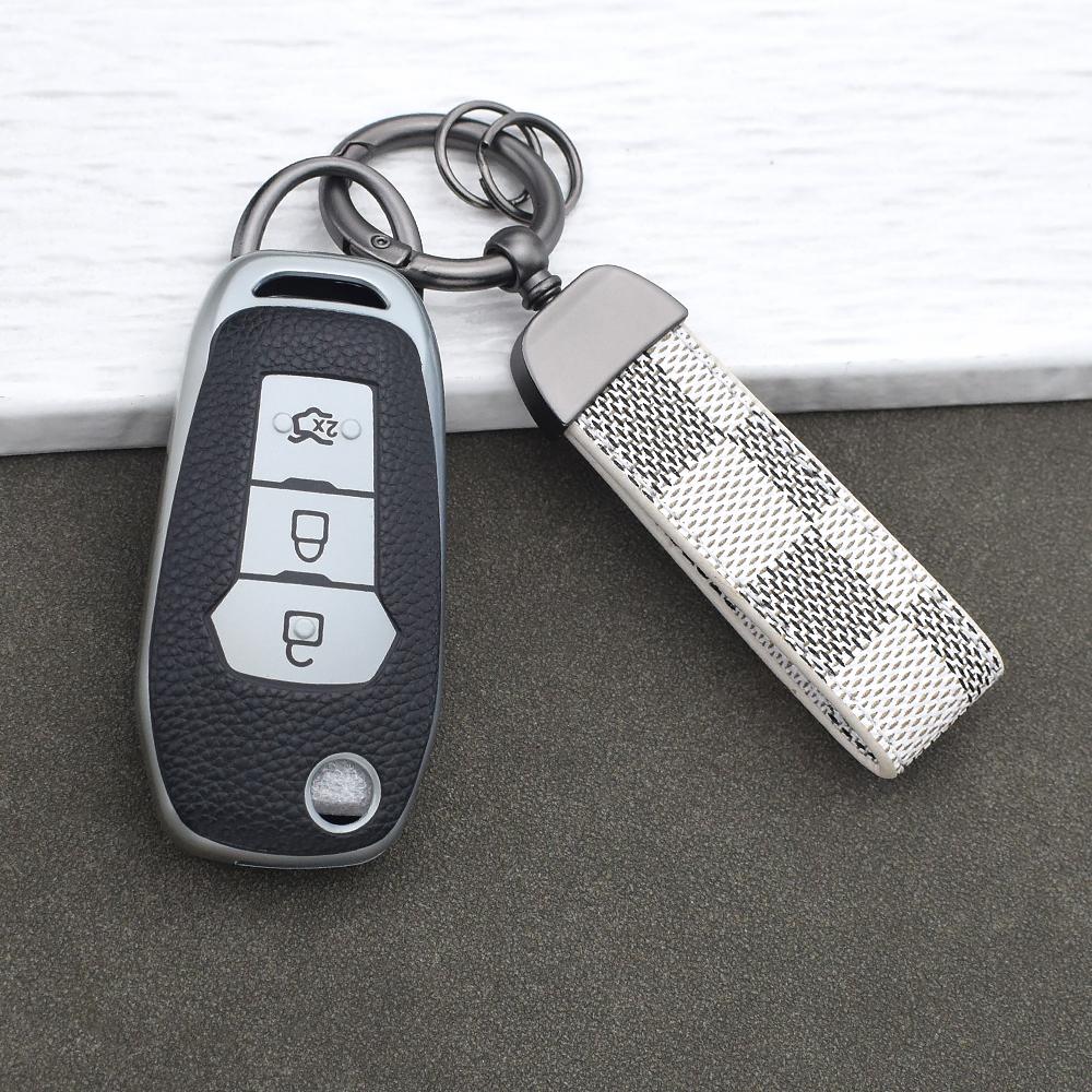 Tpu Leather Remote Key Cover For Ford Figo Mondeo 5 Ecosport Fiesta Mk8 Everest Ranger F150 Kuga Fusion Escort Key Chain