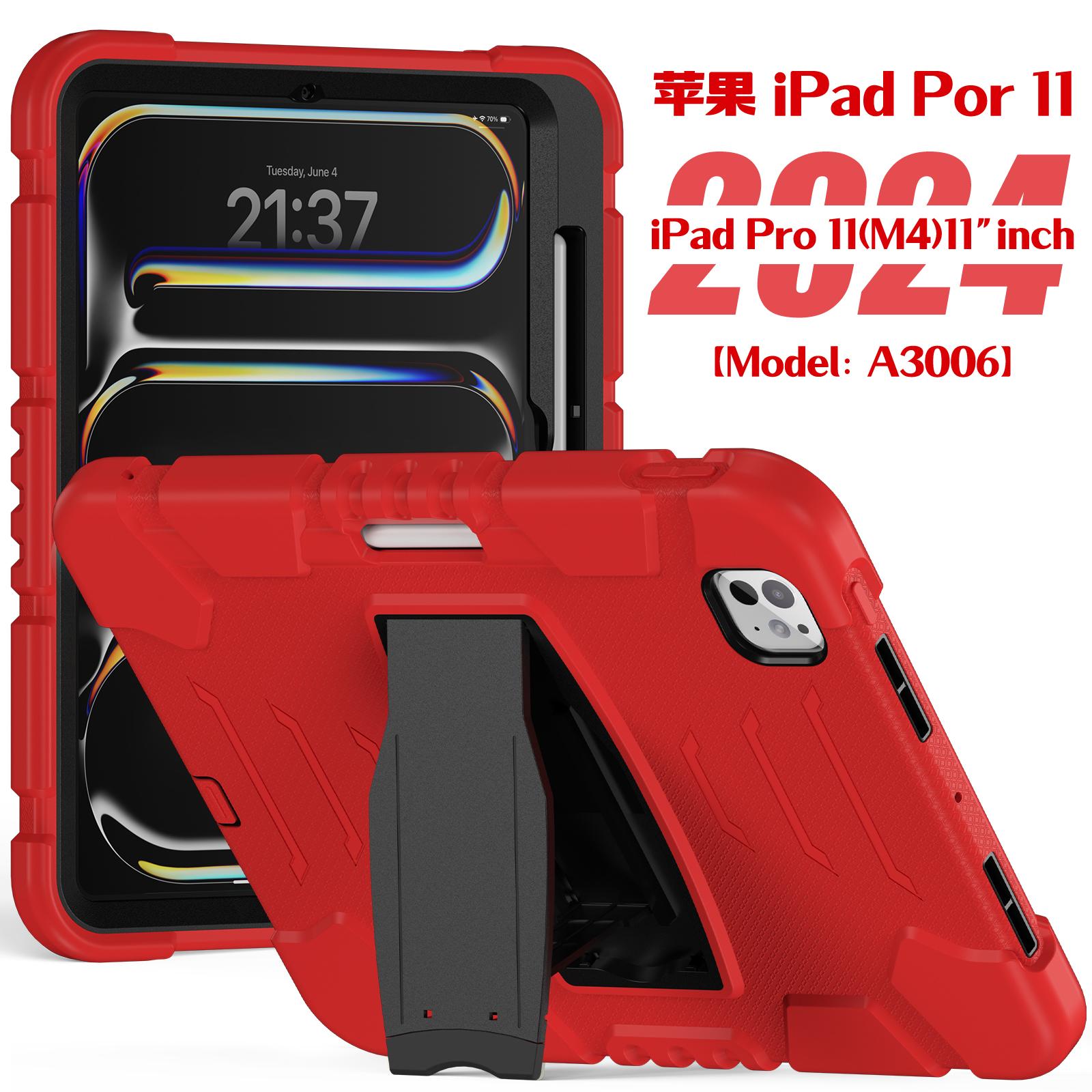 

3-Layers Anti-Slip Case For iPad Pro11 2025 M5 2024 M4 A3357 A3358 A3359 A2836 A2837 A3006 Heavy Duty Kickstand Cover Shockproof iPad Pro 11 2024 M4 красный