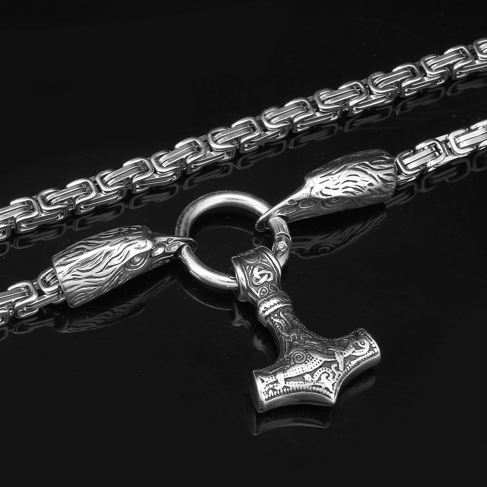 High Quality New Viking Odin Crow Hammer Pendant Necklace Emperor Chain Necklace