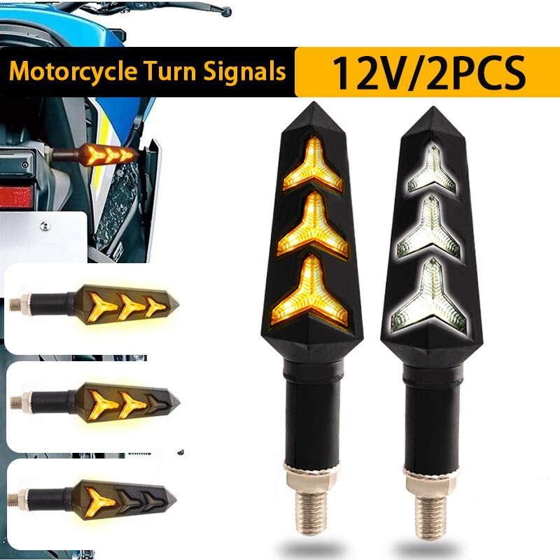 2x Universal Water Flowing Style LED Motorcycle Turn Signals Indicators Blinker