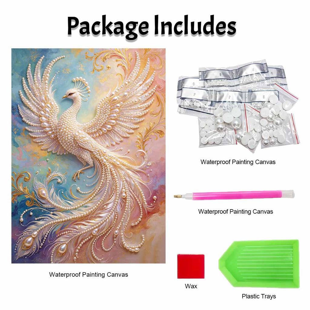 Kit Perla Fenice Maestosa Arte con Strass Rotondi 5D Quadro Murale Fatto a Mano Elegante Decorazione per la Casa Regalo per Uso Quotidiano e Festivo
