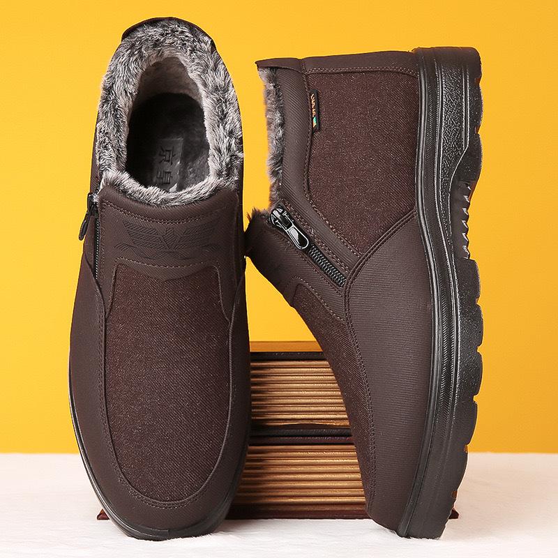 Men's Waterproof Non-Slip Winter Shoes - Thick Velvet Warmth for Middle-Aged and Elderly