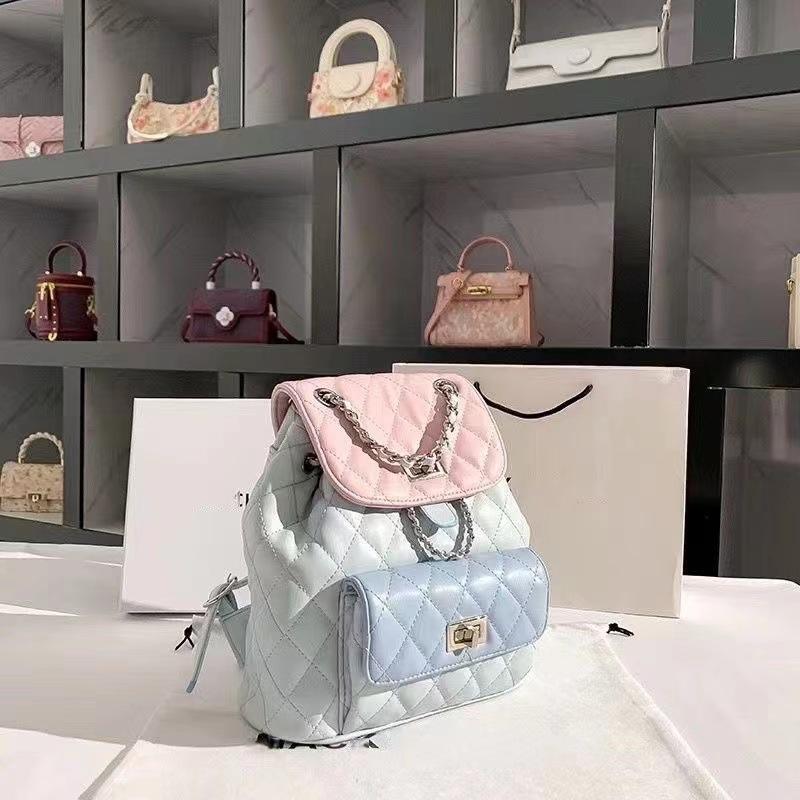 Autumn And Winter Trendy Backpack For Women High-end Diamond Chain Versatile Contrasting Color Urban Simple Backpack For Women