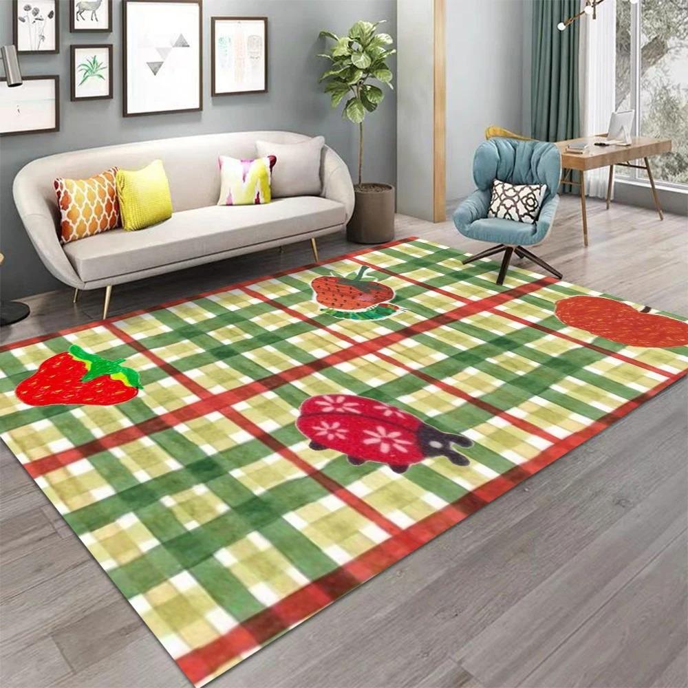 Colorful Checkerboard Patchwork Plaid Rug Practical Floor Mat for Living Room Bedroom Fresh and Soft Style Home Decor Carpet