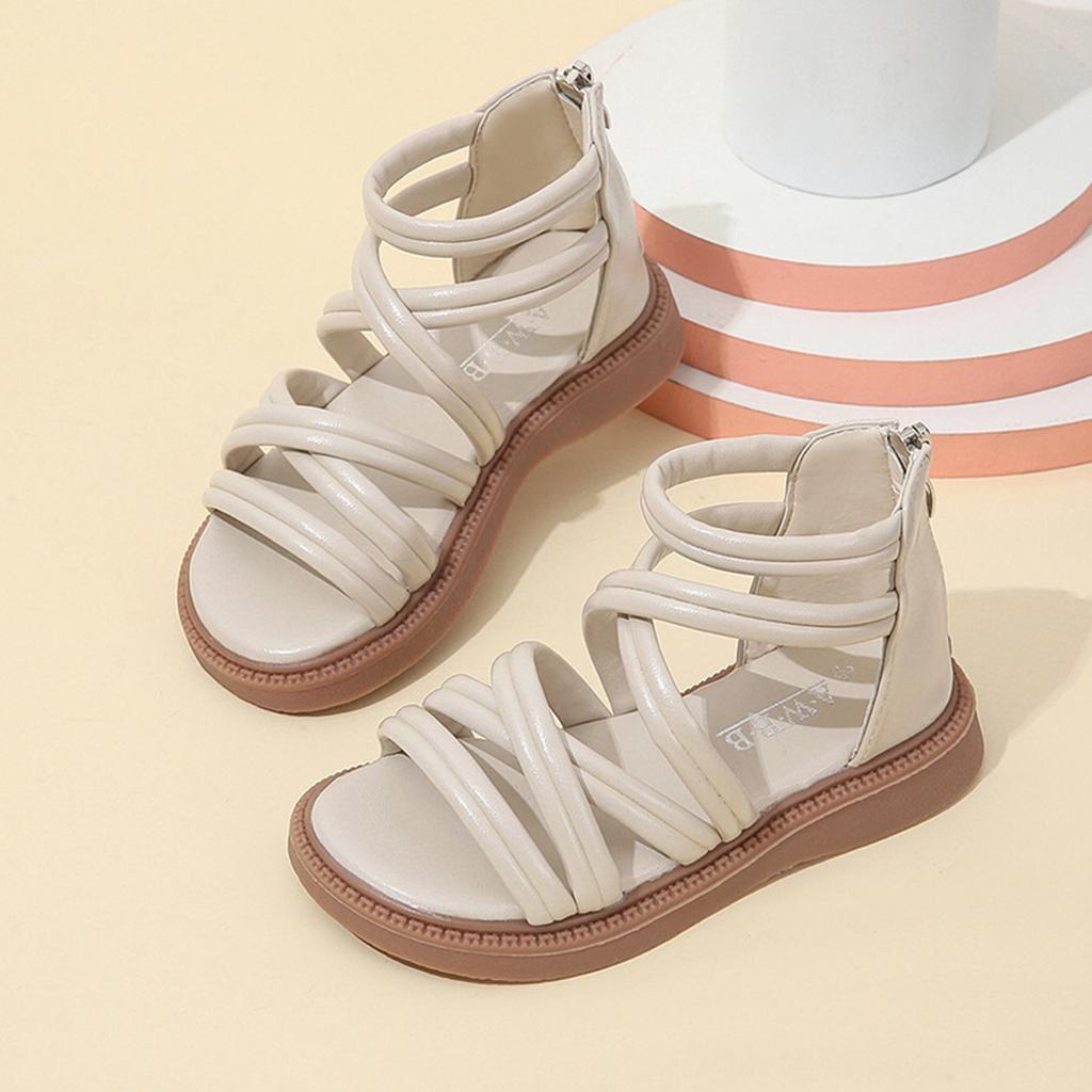 Mädchen Sandalen mit weicher Sohle und Reißverschluss hinten Bequeme Outdoor-Kleidung Leichtes flexibles Riemendesign Geeignet für Strand und Freizeit
