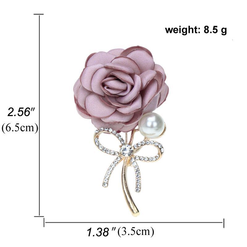 Koreansk Stil Dame Blomst Diamant Brosje Perle Rose Mote Kåpe Brosje Nål Personlighet Alt-match Tilbehør
