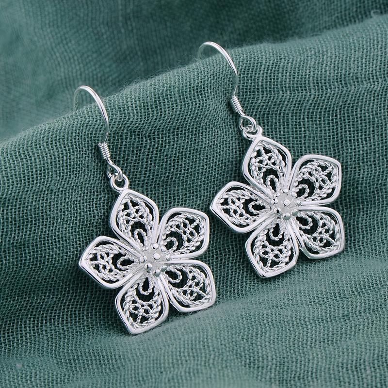 925 Sterling Silver Earrings Flowers For Women Exquisite Student Girlfriend Jewelry Accessories Wedding Fashion Gift