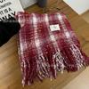 Christmas Red Plaid Retro Scarf for Women Winter Korean Style All Match Scarf To Keep Warm New Year Couple Style Imitation Cashmere Scarf